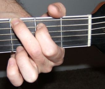 g chord image close up of guitar throat
